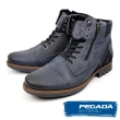 【PEGADA】巴西名品牛皮拉鍊中筒靴(藍灰色 180781-BU)