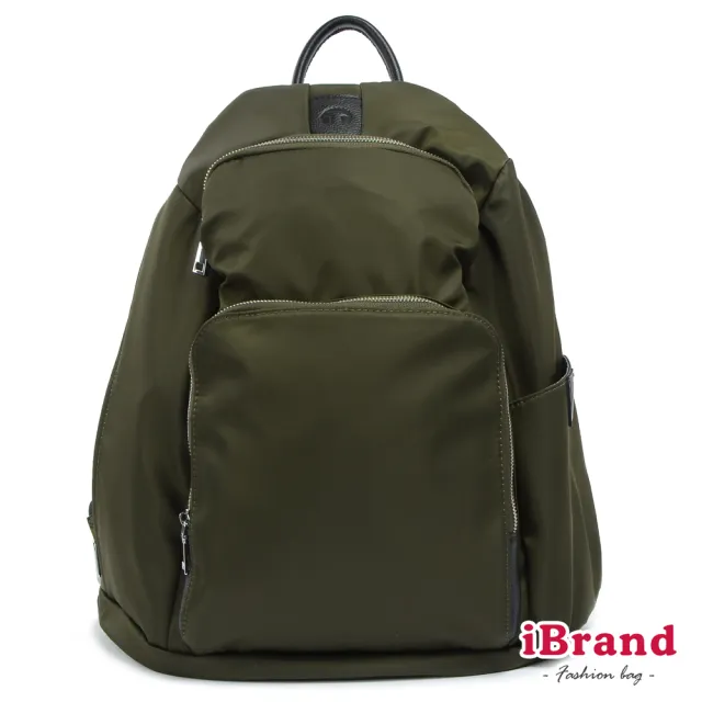 【iBrand】雙11 率性時尚後開式防盜尼龍後背包-L(墨綠色)