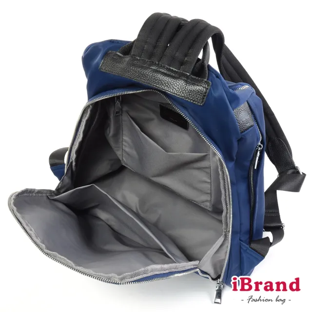 【iBrand】雙11 率性時尚後開式防盜尼龍後背包-L(深海藍)