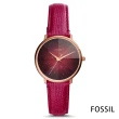 【FOSSIL】星彩稜鏡光壓紋皮革石英腕錶-桃紅/33mm(ES4731)