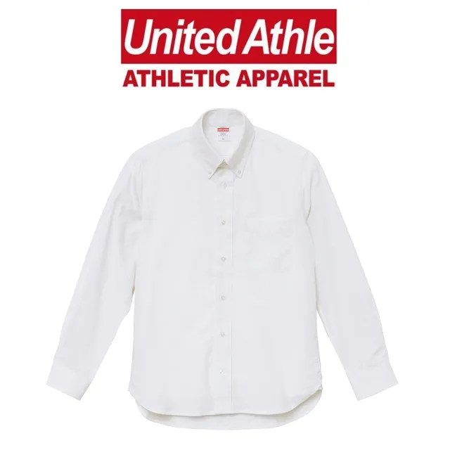 【United Athle】牛津布寬領長袖襯衫 素色寬版襯衫(圓弧衣襬 側開叉)
