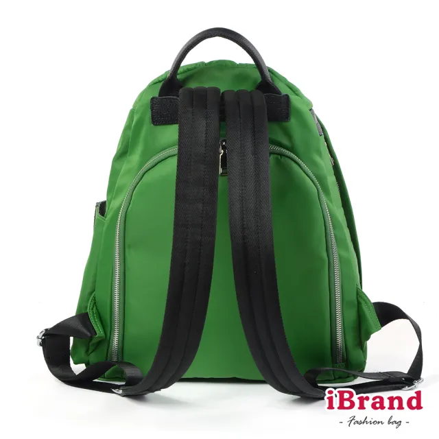 【iBrand】雙11 率性菱格紋後開式防盜尼龍後背包-M(蘋果綠)