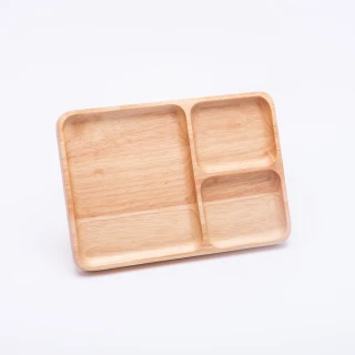 【生活工場】木質宣言橡膠木方型分隔餐盤