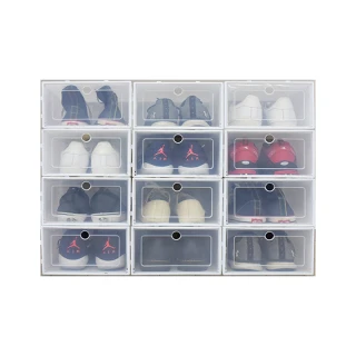 【收納職人】簡約時尚透明可折疊翻蓋鞋盒/收納盒_12入/組(收納箱 收納盒 收納用品)