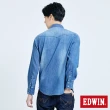 【EDWIN】男裝 塗鴉系列 基本牛仔襯衫(拔洗藍)