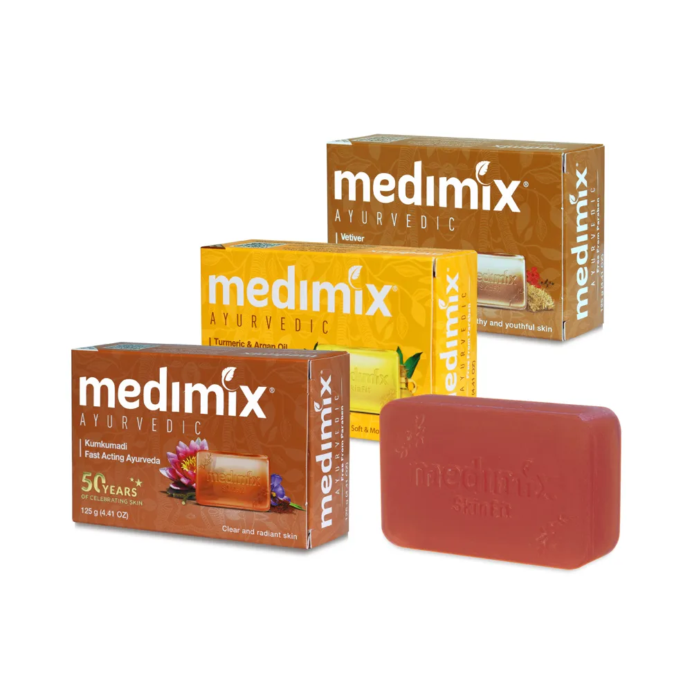 【印度Medimix】皇室藥草浴美肌皂新口味125gX20入(薑黃/岩蘭草/藏紅花)(平行輸入)