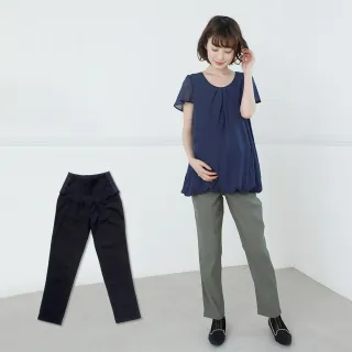 【日本犬印】V型包腹直筒褲-S/M/L/LL- 黑色/綠色(產前~產後用)