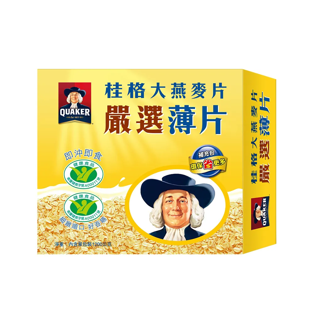 【QUAKER桂格】嚴選薄片大燕麥片1200gx6盒