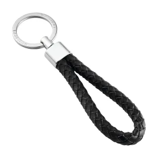 【PHILIPPI】Sergio編織皮紋鑰匙圈 黑(吊飾 鎖匙圈)
