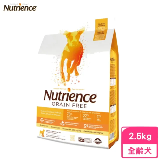 【Nutrience 紐崔斯】GRAIN FREE無穀養生犬-火雞肉+雞肉+鯡魚 2.5kg(狗糧、狗飼料、犬糧)