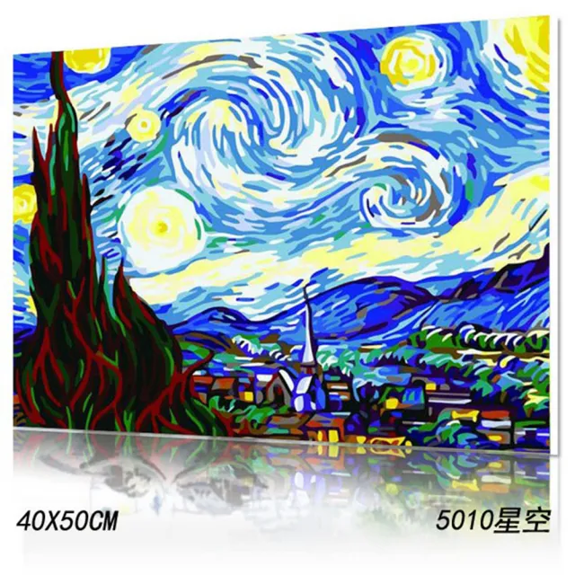 【半島良品】5010/星空-DIY手繪油畫/數字油畫(掛畫 DIY 彩繪 可愛 壁畫 同樂 油畫)
