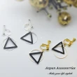 【Anpan】925銀針韓南大門浪漫黑幾何三角環圈夾式 耳環