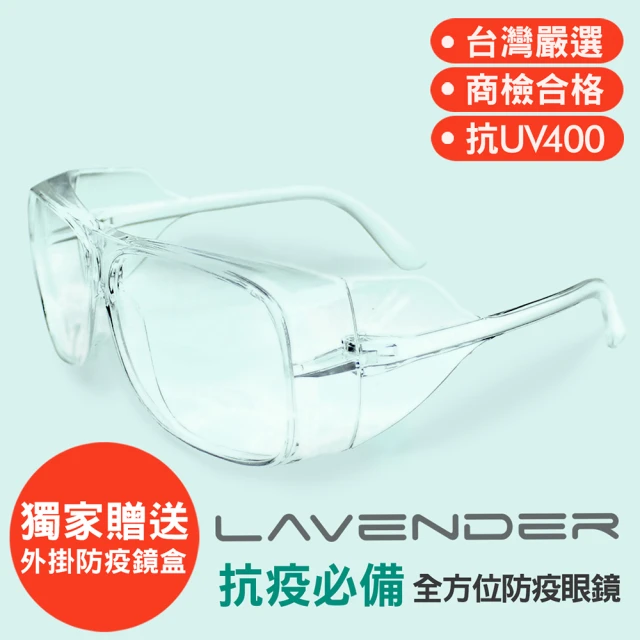 【Lavender】全方位防疫眼鏡-205 透明(抗UV400/MIT/隔絕飛沫/防塵/鏡腳架較細不可套膠框眼鏡)