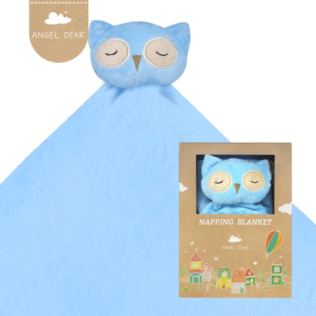 【Angel Dear】大頭動物嬰兒毛毯禮盒(藍色貓頭鷹)