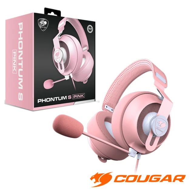 【COUGAR 美洲獅】PHONTUM S PINK 全方位立體聲電競耳機