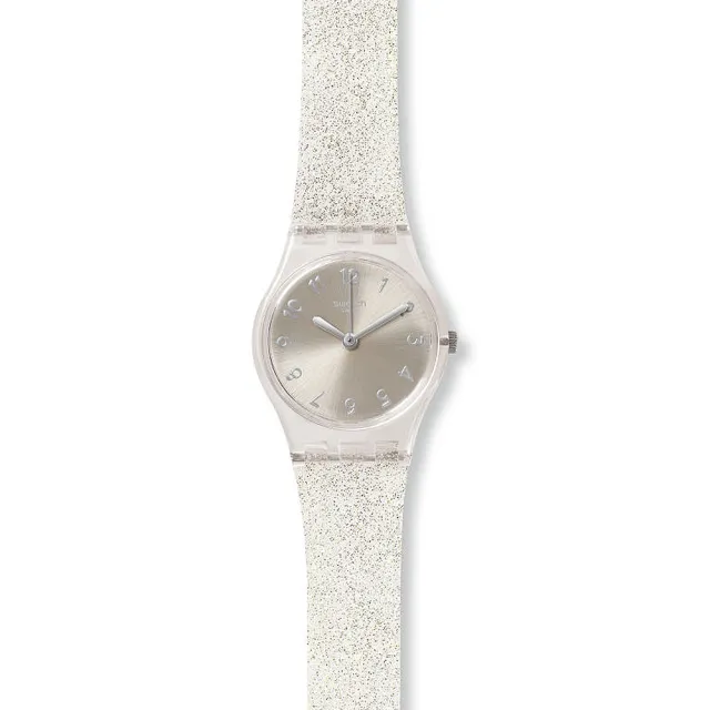 【SWATCH】就是SWATCH系列手錶 SILVER GLISTAR TOO 銀色星沙 男錶 女錶 瑞士錶 錶(25mm)