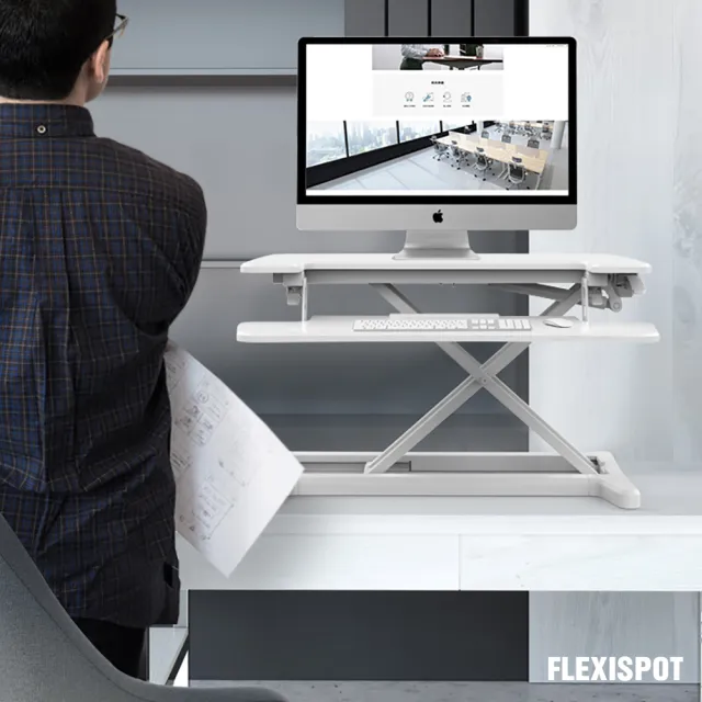 【Flexispot】氣壓式升降工作台｜黑/白｜72x59cm(健康工作新型態必備)