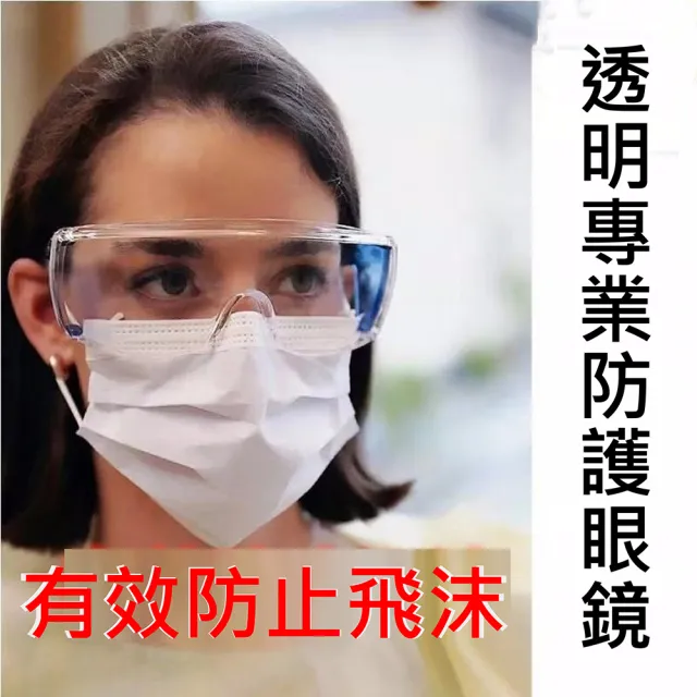 【太力】台灣製防疫防霧氣透明防護眼鏡(附眼鏡袋+眼鏡布)