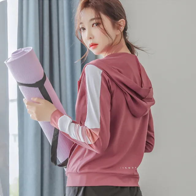 【BODYAIR】任2入 撞色小收腰連帽外套(瑜珈.運動.慢跑.透氣.舞蹈.運動外套)