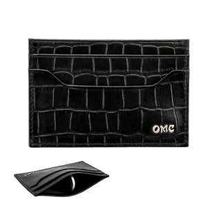 【OMC】尊爵鱷魚壓紋簡約牛皮卡片夾-黑色