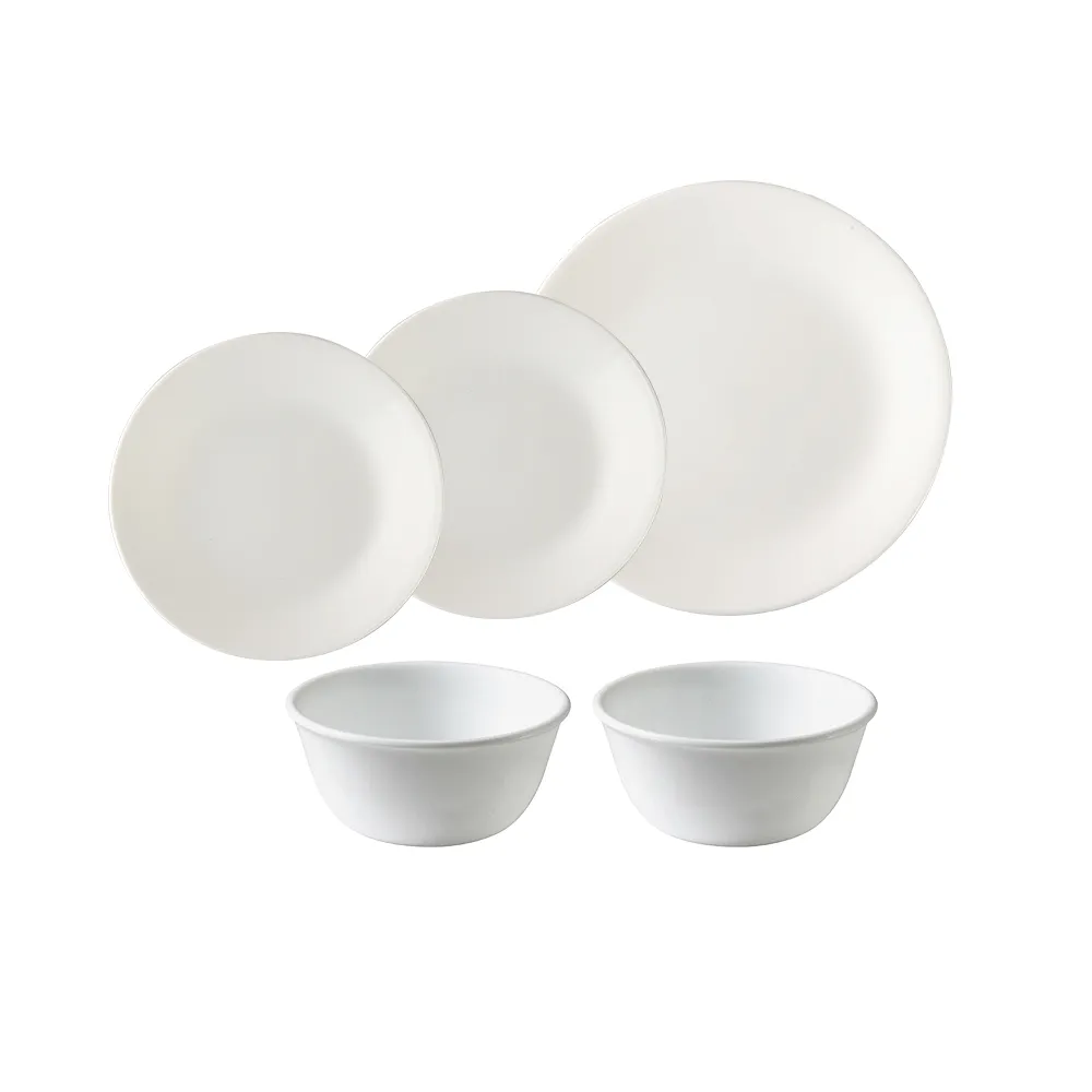 【CorelleBrands 康寧餐具】純白5件式碗盤組(518)