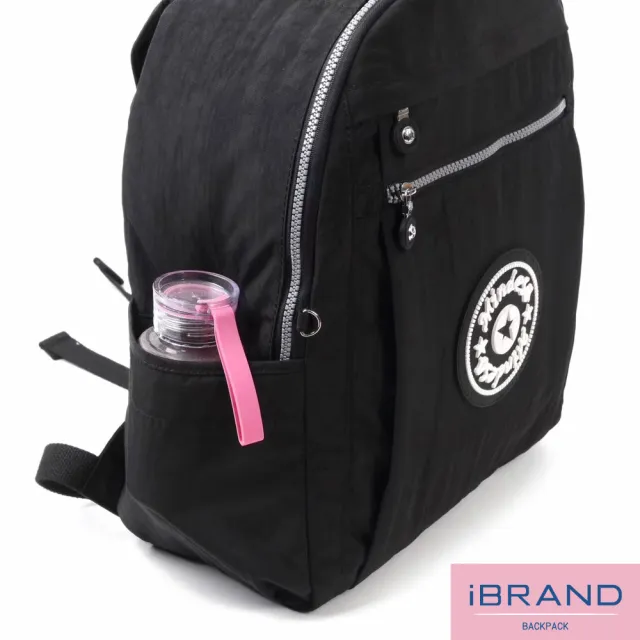 【iBrand】雙11 輕盈防潑水尼龍大容量後背包(防水包 黑色)
