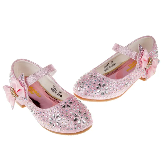 【華麗風格】璀燦亮鑽粉色低跟公主鞋(E9P242G)