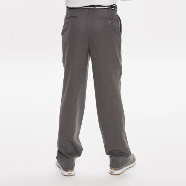 【Lynx Golf】男款歐洲進口布料伸縮腰頭質感毛料雙折西裝長褲(灰色)
