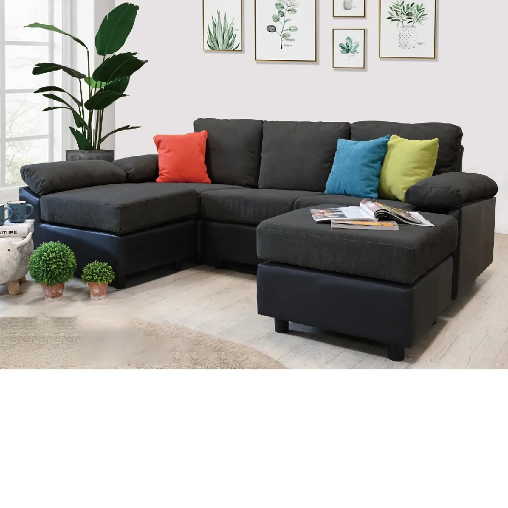 【新生活家具】《里斯》灰色 L型沙發 四件組 亞麻布