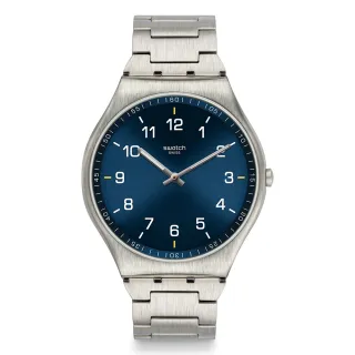 【SWATCH】SKIN SUIT BLUE 超薄金屬手錶/男錶/女錶/瑞士製造 SS07S106G(42mm)