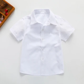 【橘魔法】男童純白襯衫 (短袖上衣 表演 畢業典禮 男童 襯衫 花童)