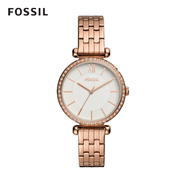 【FOSSIL 官方旗艦館】Tillie 玫瑰金鑲鑽細緻鍊錶 指針手錶 36mm  BQ3497