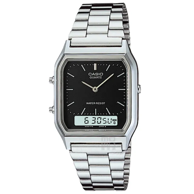 【CASIO 卡西歐】卡西歐雙顯多時區鬧鈴電子錶-黑(AQ-230A-1)