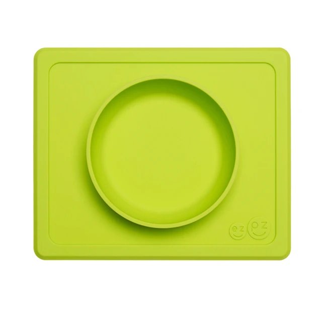 【美國ezpz】mini bowl迷你餐碗+餐墊：蘋果綠(FDA認證矽膠、防掀倒寶寶餐具)