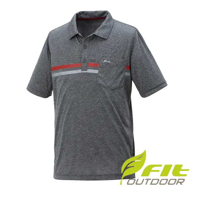 【Fit 維特】男-吸排短袖POLO衫-碳灰 JS1103-75(透氣合身/POLO衫/短袖上衣/運動休閒/半開襟)