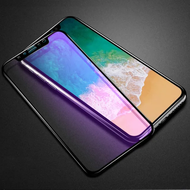 iPhone X XS保護貼滿版軟邊藍紫光9H玻璃鋼化膜(3入 X保護貼 XS保護貼)