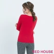 【RED HOUSE 蕾赫斯】透膚繡花針織上衣(紅色)