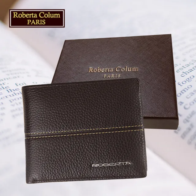 【Roberta Colum】諾貝達專櫃皮夾 進口軟牛皮短夾 短版皮夾(25004-2咖啡色)