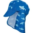 【德國Playshoes】嬰兒童抗UV防曬水陸兩用遮頸帽-鯊魚(護頸遮脖遮陽帽泳帽)