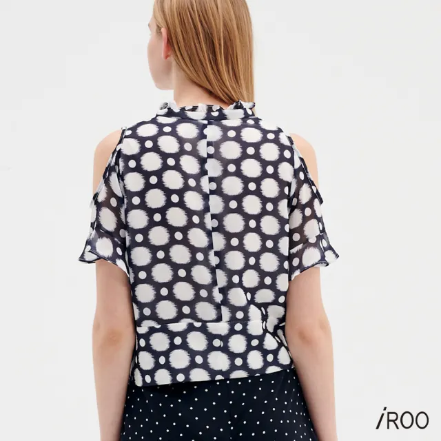 【iROO】荷葉挖肩波點上衣