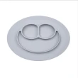 【美國ezpz】mini mat迷你餐盤+餐墊：星塵灰(FDA認證矽膠、防掀倒寶寶餐具)