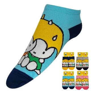 【Miffy 米飛】棉質米飛浪漫雨天圖案兒童短襪~12雙(MIT 丈青色、灰色、湖水藍色、粉色)