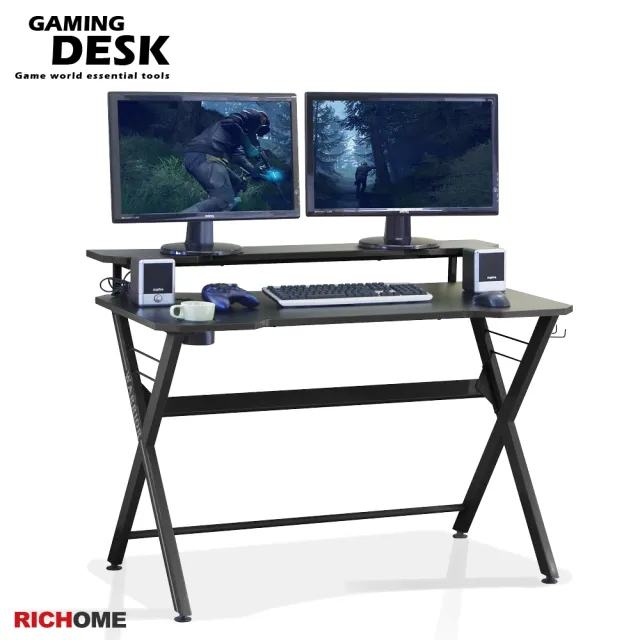 【RICHOME】WARRIOR電競遊俠電腦桌-雙層款(3色)