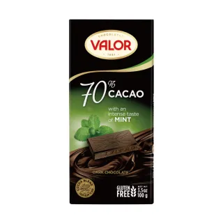即期品【Valor】70%薄荷黑巧克力片100g/片(效期：2024/12/31)
