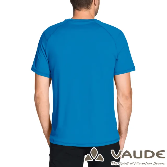 【VAUDE】男款輕量快乾透氣圓領短袖拼接T恤(VA-40957綠藍/登山/戶外/旅遊/休閒日常/運動)