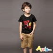 【Azio Kids 美國派】男童 上衣 薯條英文字母印花短袖上衣(黑)