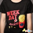 【Azio Kids 美國派】男童 上衣 薯條英文字母印花短袖上衣(黑)