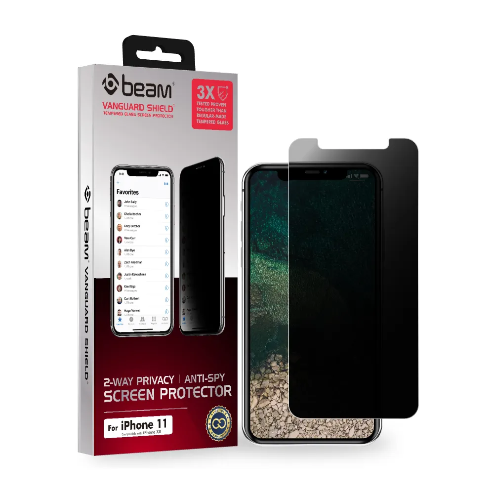 【BEAM】iPhone 11/XR 雙向防窺耐衝擊鋼化玻璃保護貼(防窺 iPhone手機保護貼)