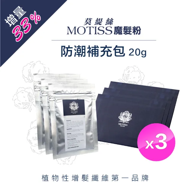 【MOTISS 莫緹絲】植物性增髮纖維 魔髮粉(20g 補充包 3入 全面升級 加量不加價)