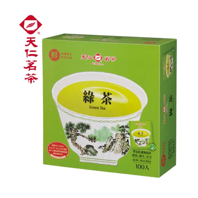 【天仁茗茶】綠茶袋茶防潮包茶包2gx100包*3盒